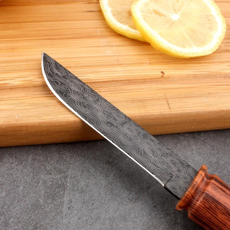 Damascus Pattern Utility Knife – Stainless Steel Paring Knife