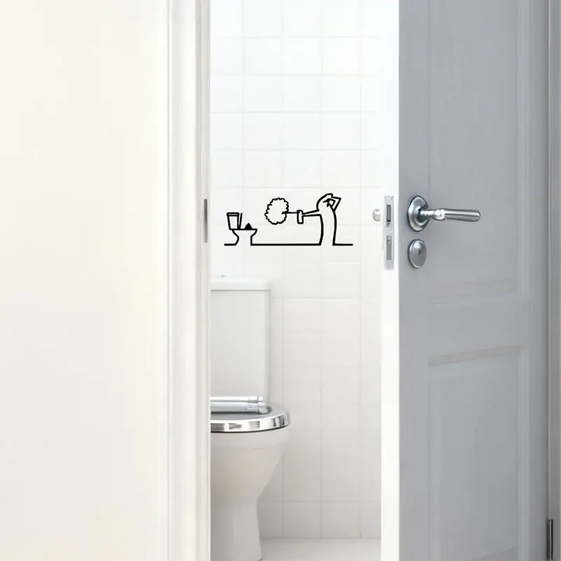 Minimalist Metal Bathroom Sign – Toilet & Shower Wall Decor