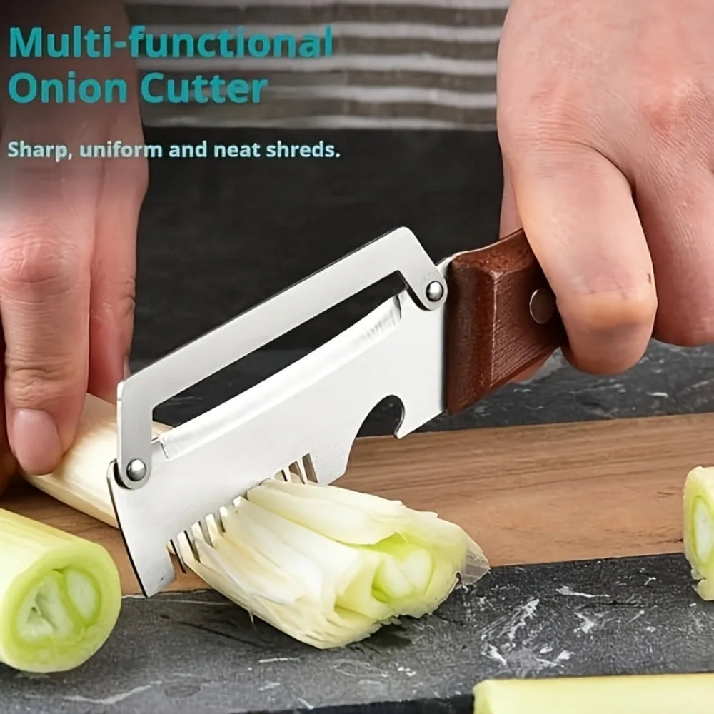 Stainless Steel Vegetable Peeler & Slicer – Wooden Handle