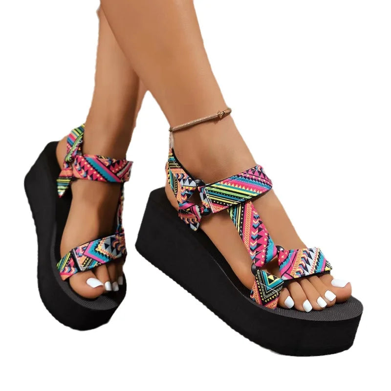 YBQJOO Women's Wedge Platform Sandals – Open Toe Ankle Strap