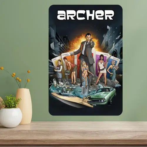 Archer TV Show Metal Poster Sign – Retro Aluminum Wall Art