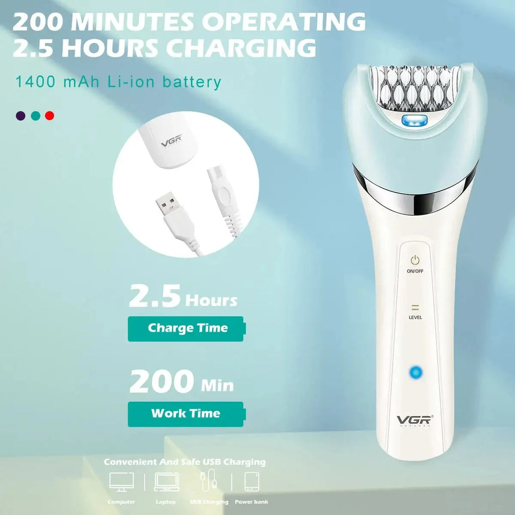 VGR V-703 5-in-1 IPX4 Women's Electric Hair Removal Beauty Set
