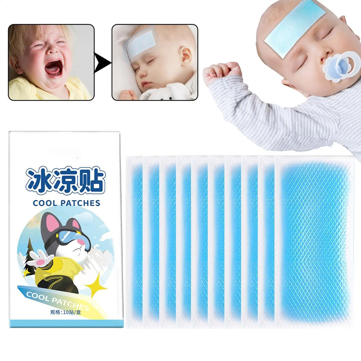 8-Hour Cooling Gel Patches – Disposable Body Cooling Stickers 10pk