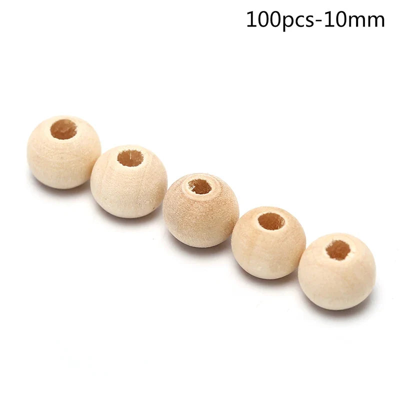 Natural Round Wooden Ball Beads – DIY Jewelry & Craft Making
