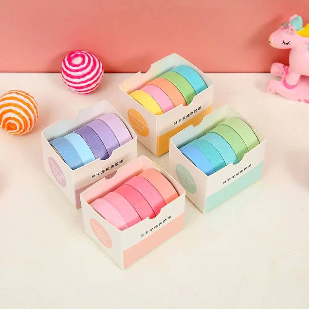 Solid Color Decorative Masking Tape Set – 5 Rolls Scrapbooking