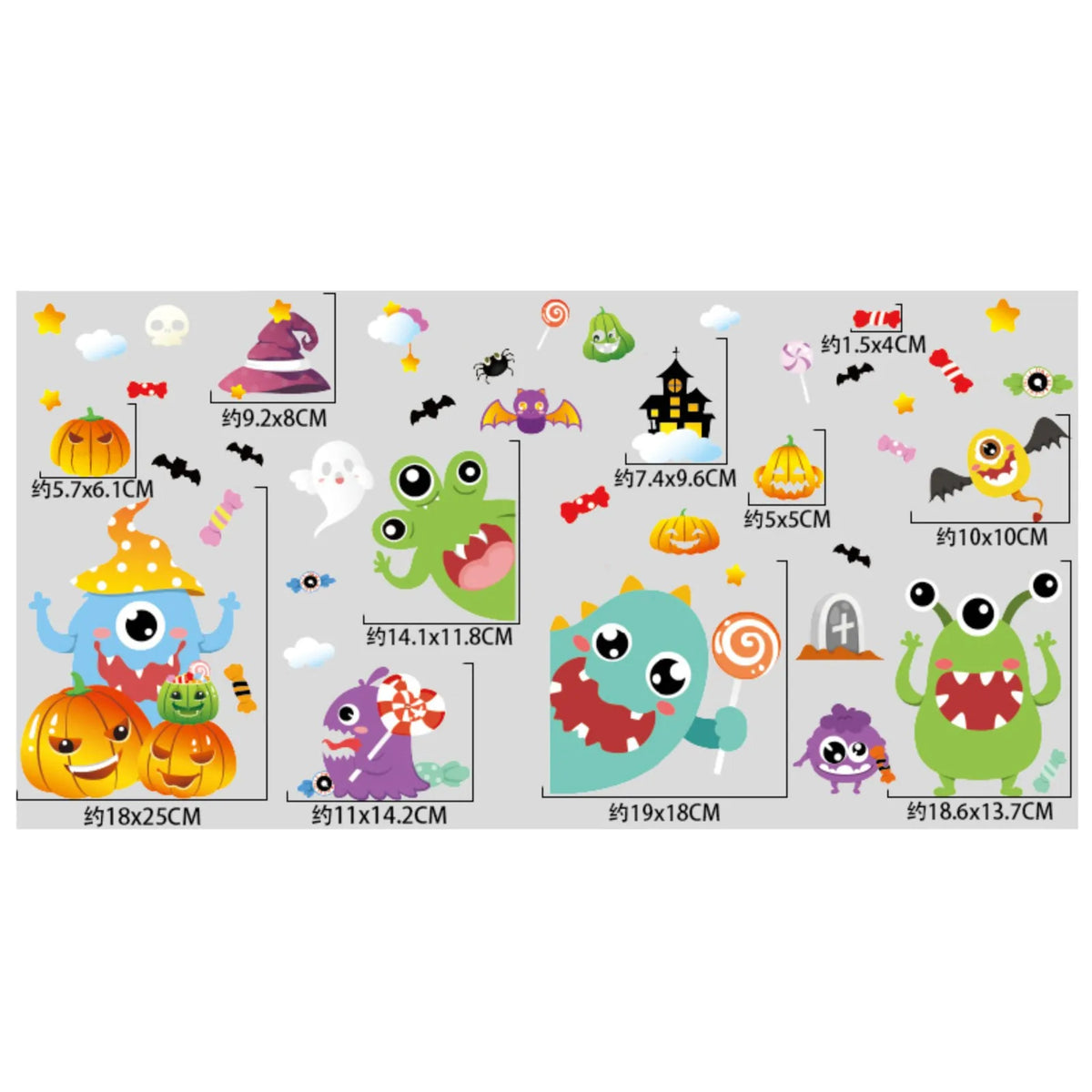 Halloween Window Clings & Stickers – 4 Sheets Spooky Decals