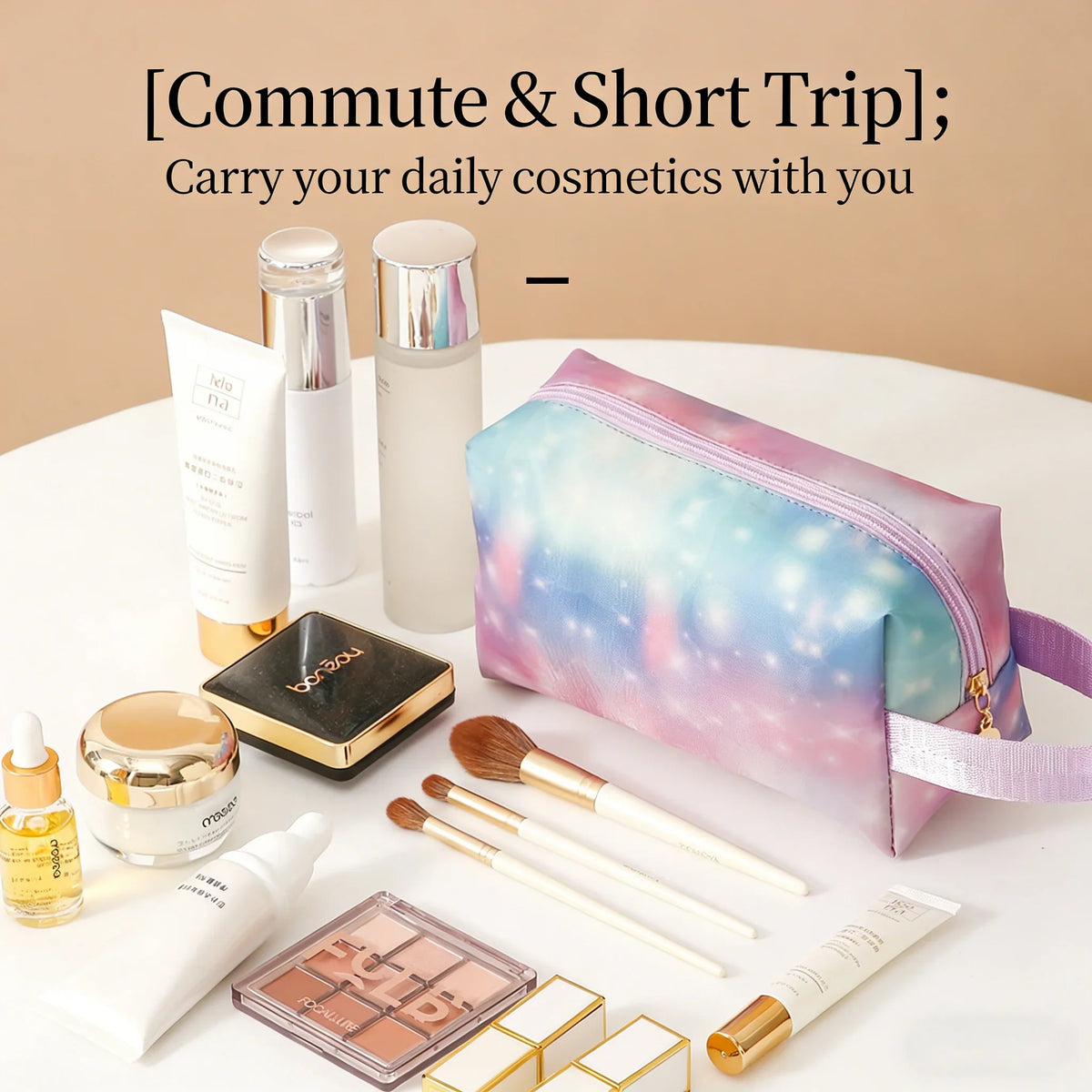 Gradient Cosmetic Bag Without Handle Waterproof Makeup Pouch Portable