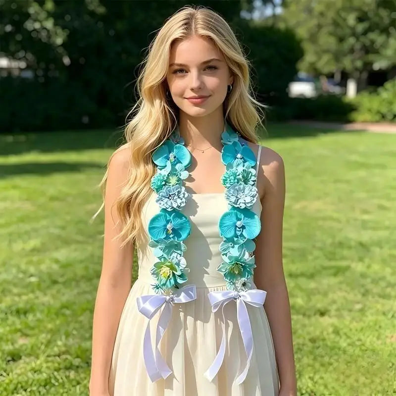 Handmade Satin Flower Graduation Sash | Floral Lei Gift