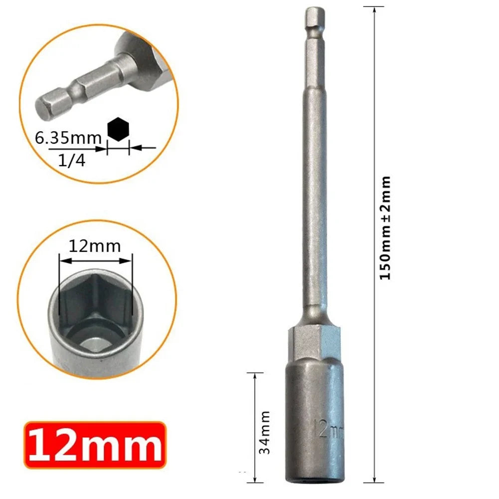 Long Hexagon Nut Driver Drill Bit Socket Wrench Extension Sleeve