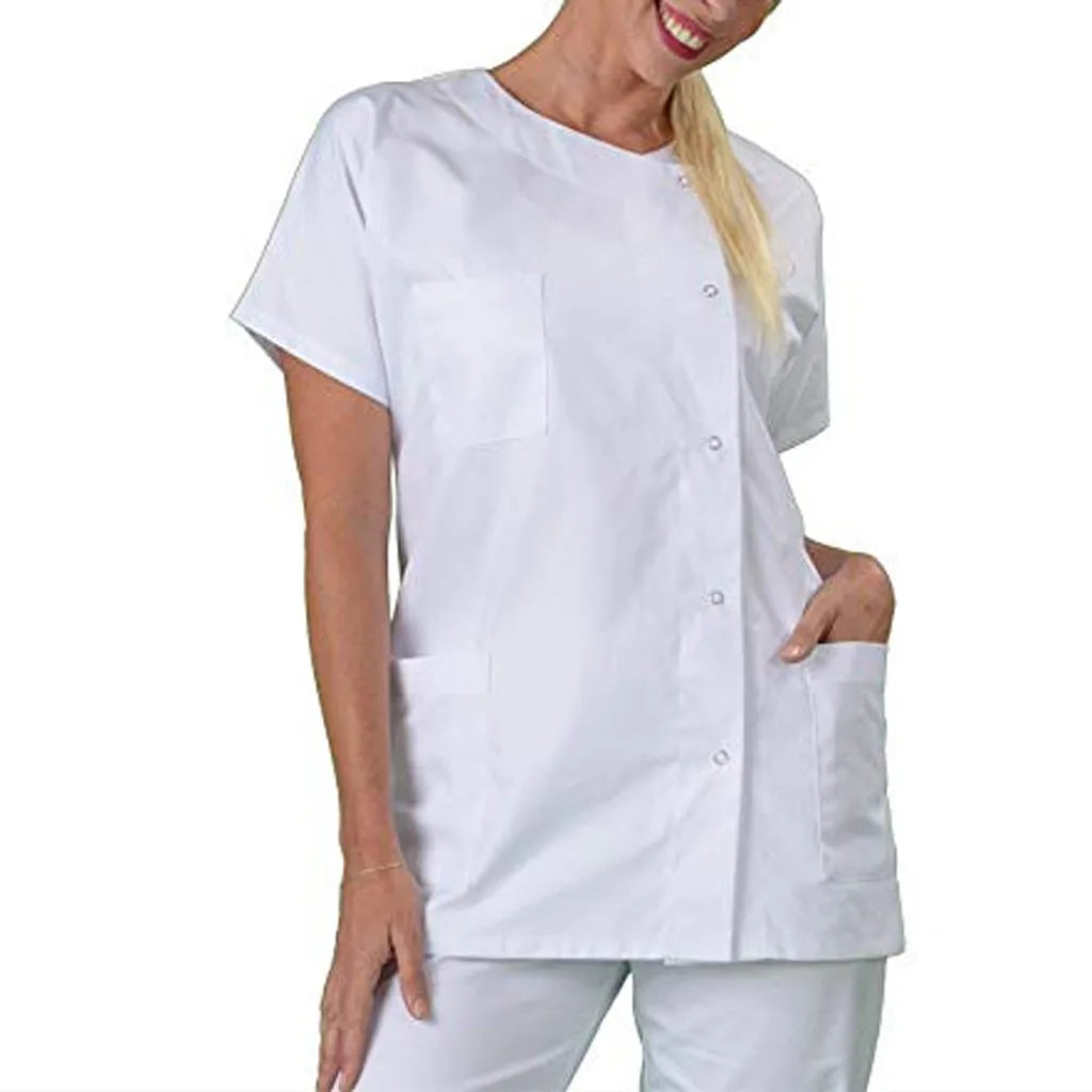 Women's Nurse Scrub Top | Multi-Pocket Medical Uniform Shirt