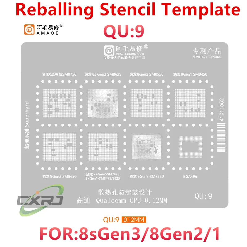 BGA Reballing Stencil for Snapdragon SM8750 SM8650 SM8550 8Gen2