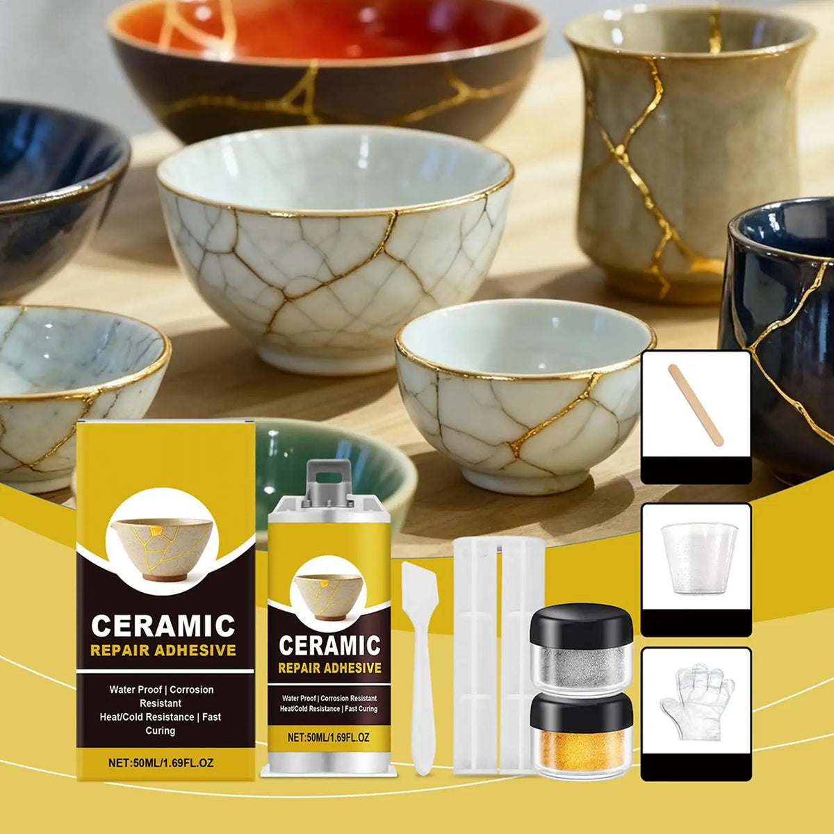 Kintsugi Repair Broken Ceramics Glass Glue Adhesive Food Safe Bathtub
