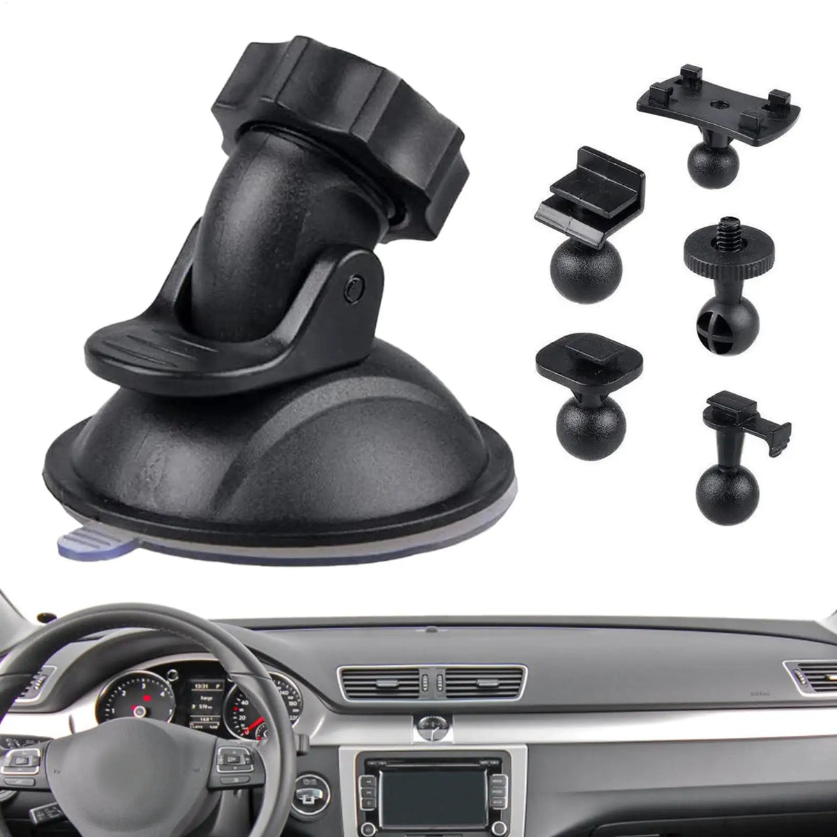 Dash Cam Suction Mount 360° Quick Release – 5 Adapters