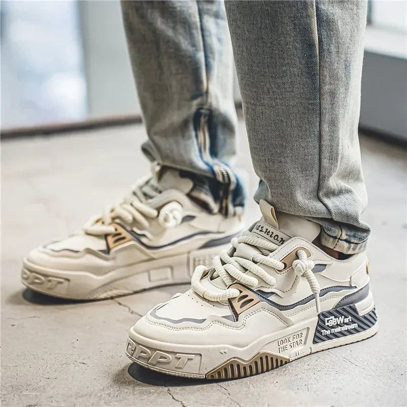 Men's Thick Platform Mesh Lace-Up Sneakers | Casual Shoes