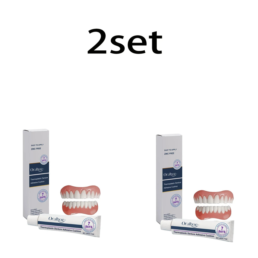 Natural Smile Denture Decoration Set – Upper & Lower + Adhesive
