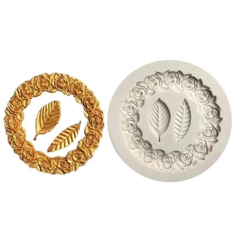 3D Rose Garland Silicone Fondant Mold for Cake Decorating