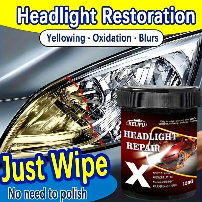 Car Headlight Restoration Polishing Kit & Cleaning Paste