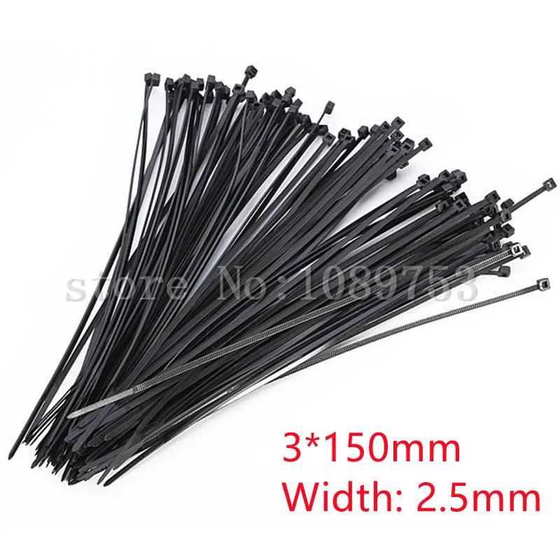 Nylon Cable Ties 3 Width Black Factory Standard Self-locking Plastic