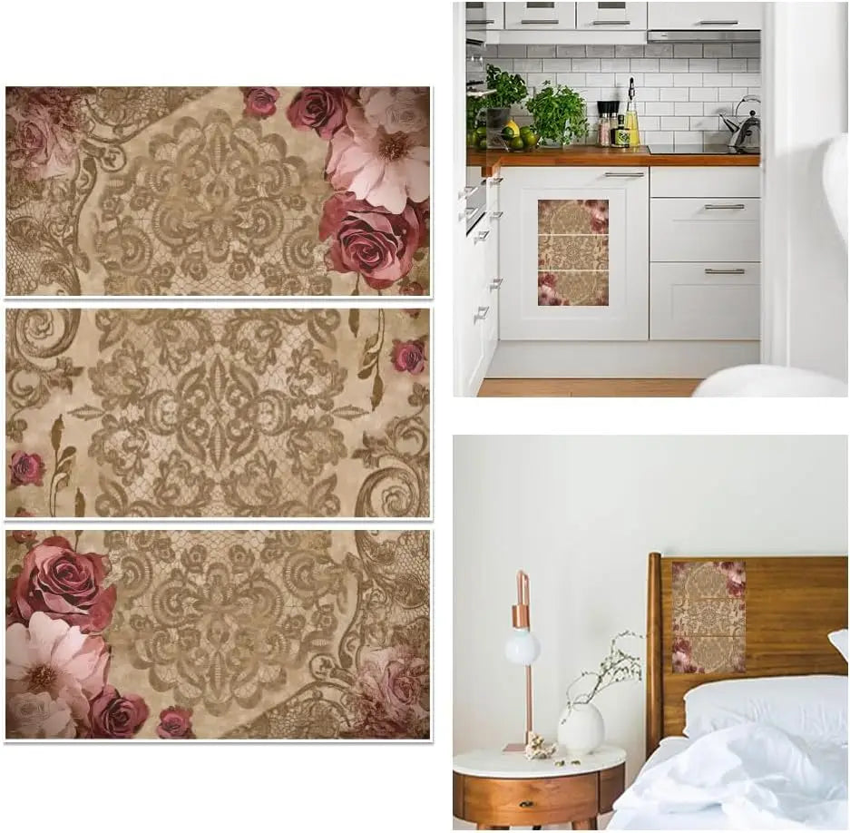 Lace Rose Rub-On Transfers for Furniture – 3 Sheets 11.8x5.9"