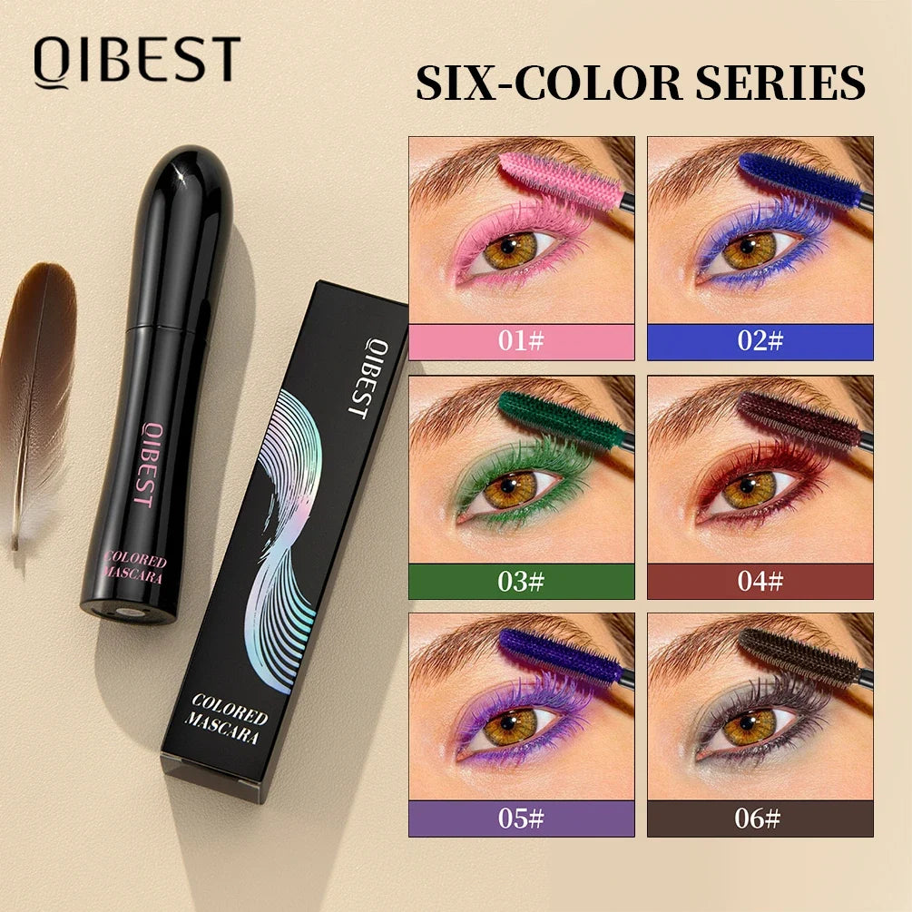 QIBEST 4D Silk Fiber Mascara – Waterproof & Colorful Lashes