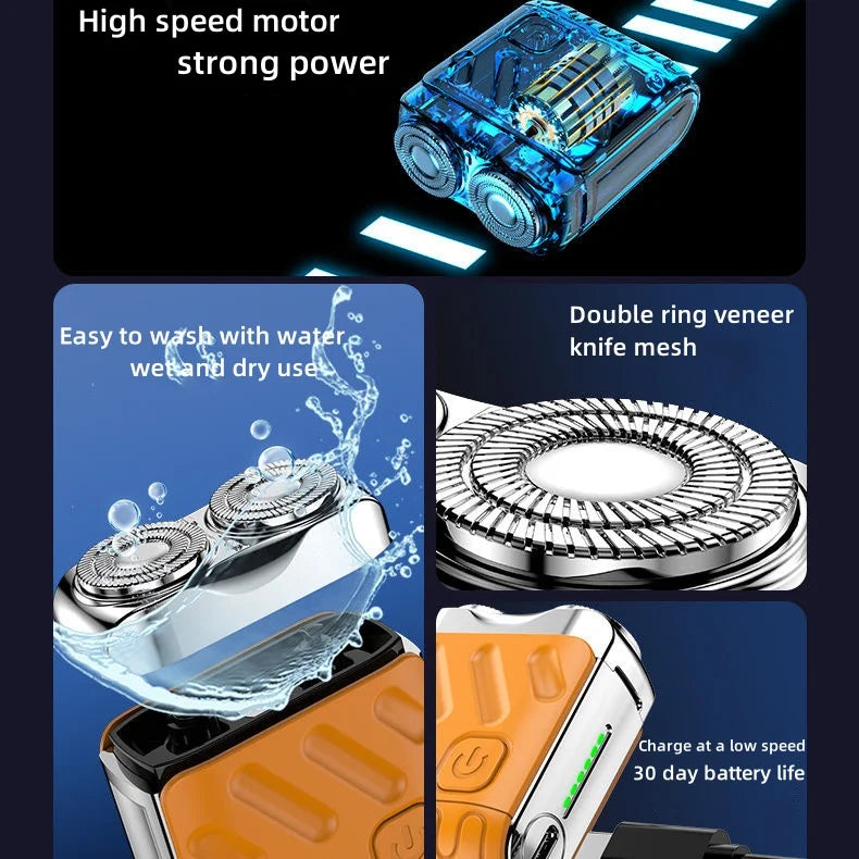 Men's USB Rechargeable Twin Blade Electric Shaver & Trimmer