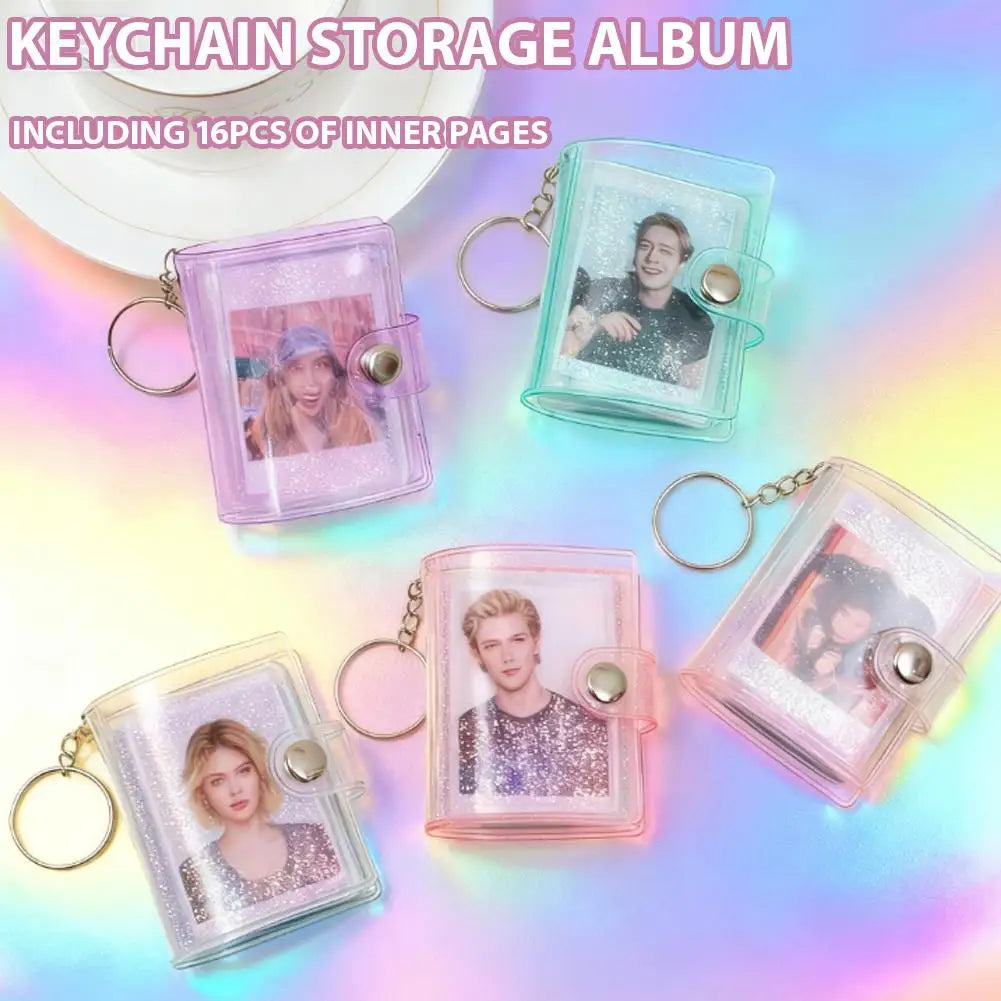 Mini Keychain Photo Album – 16 Pocket 1-Inch Card Holder