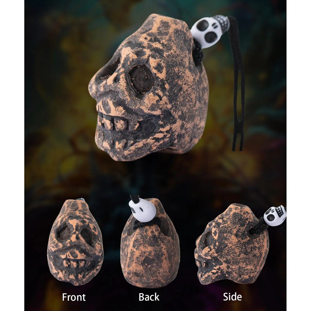 Aztec Death Whistle – Handmade Clay Skull Collectible