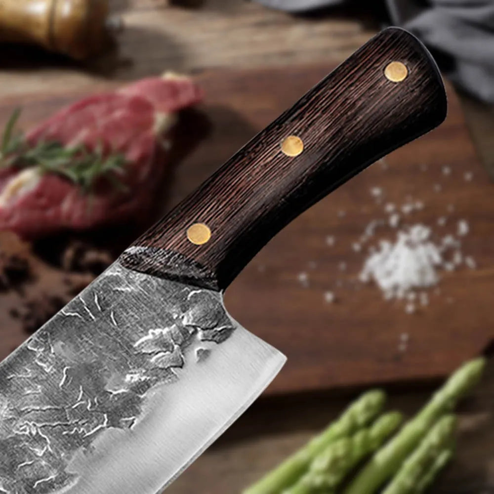 8-Inch Handmade Forged Chinese Chef Cleaver | 5Cr15 Steel