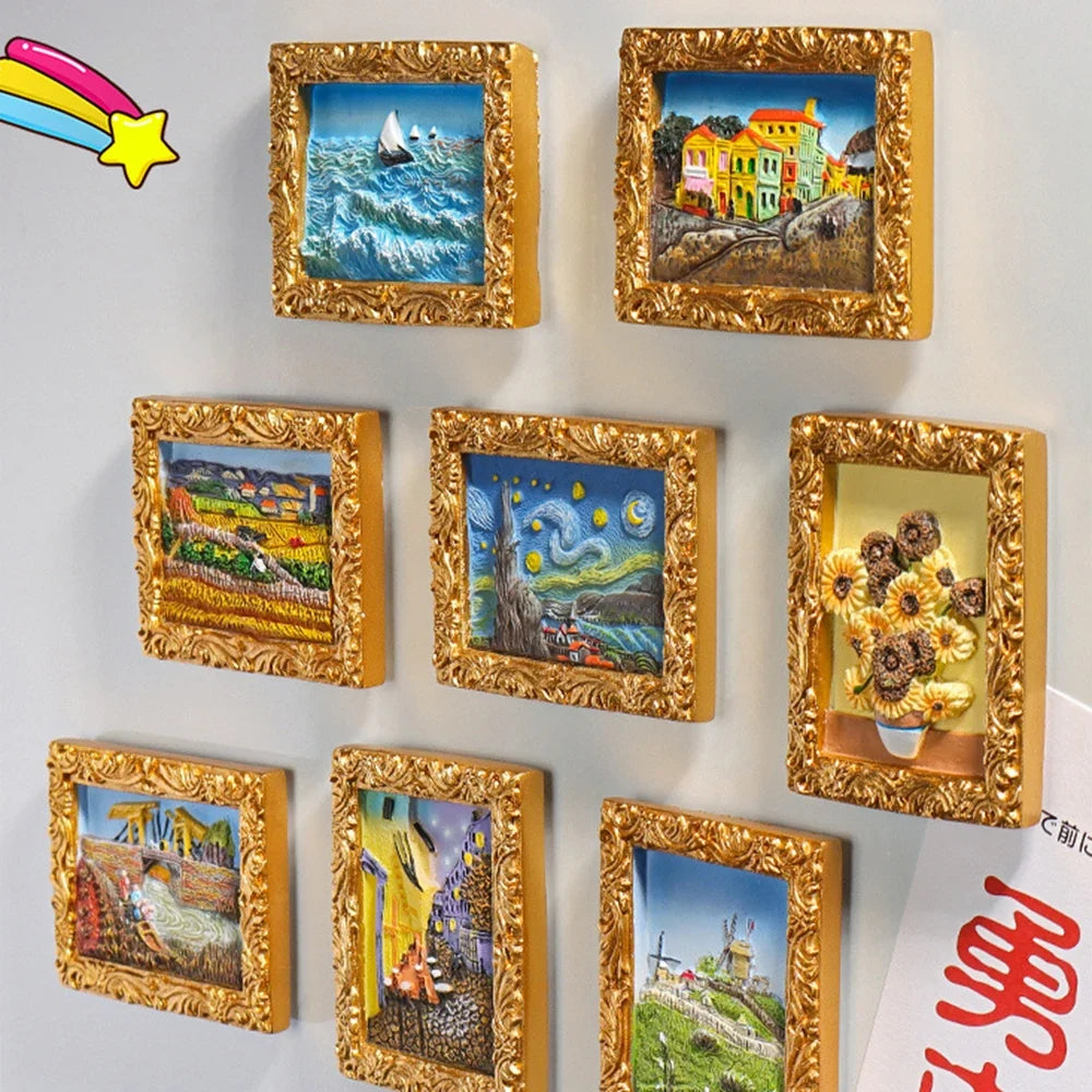 World Famous Painting Van Gogh Picture Frame 3d Fridge Magnets Starry