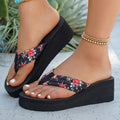 Women's Retro Floral Flip Flops | Beach Wedge Sandals