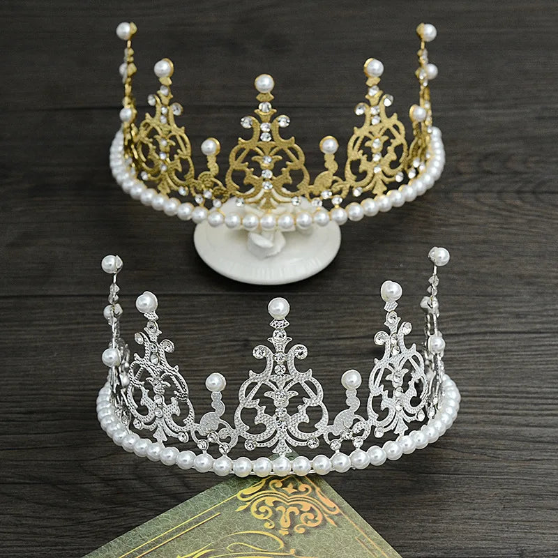 Pearl Crown Half Cake Decoration Flower Ornaments Children's Hair