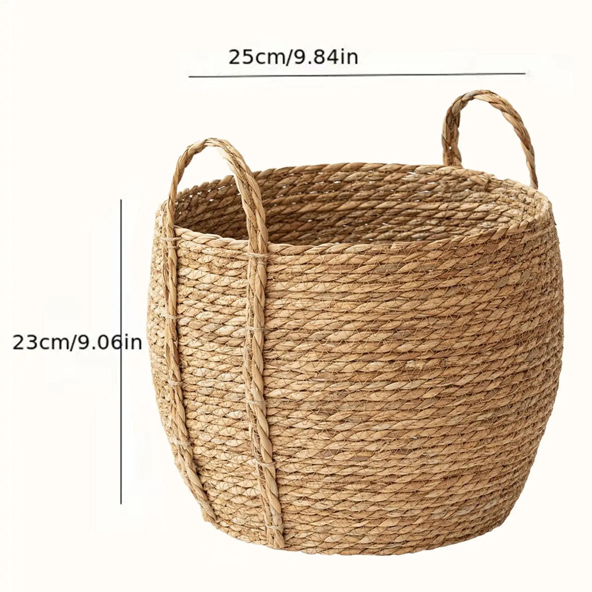 Rattan Planter Basket Floor-standing Flower Pot Handle Woven Plant