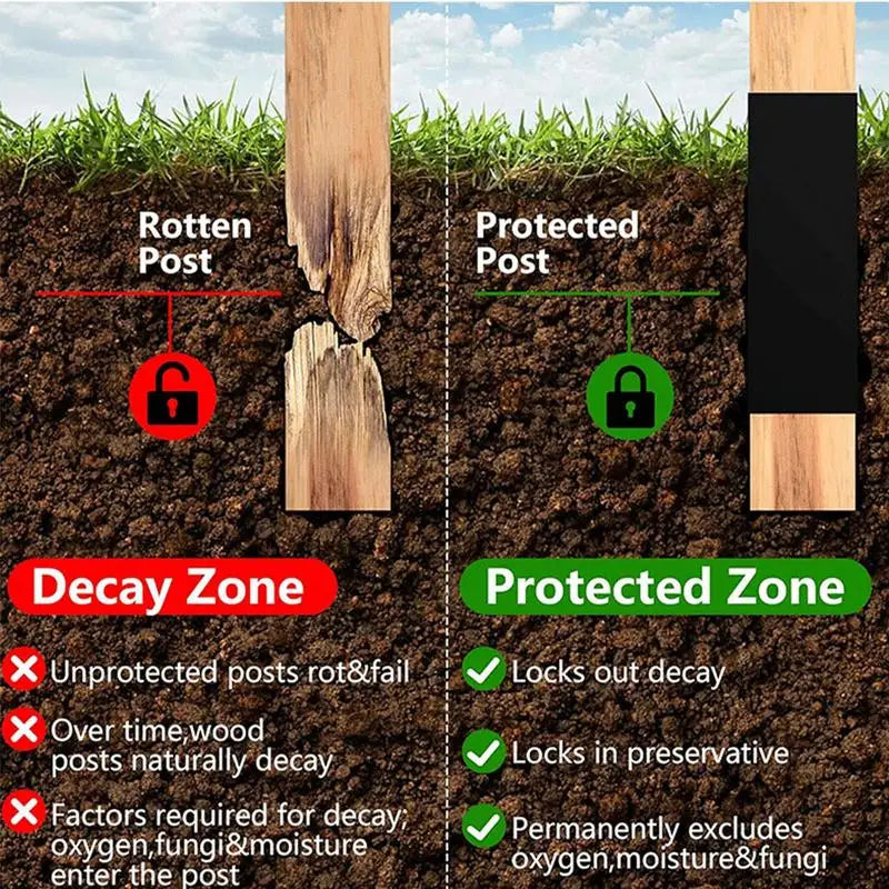 Fence Post Protectors 8-Pack | Waterproof Self-Adhesive PVC Wrap