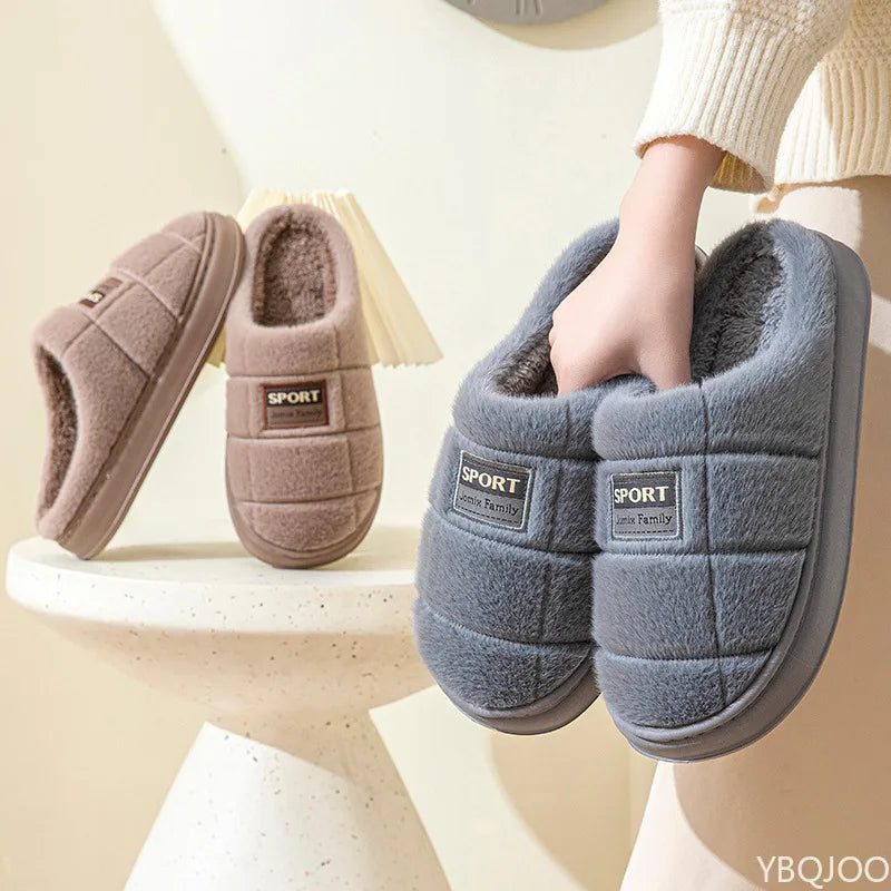 YBQJOO Winter Indoor Slippers – Warm Plush Non-Slip Home Shoes
