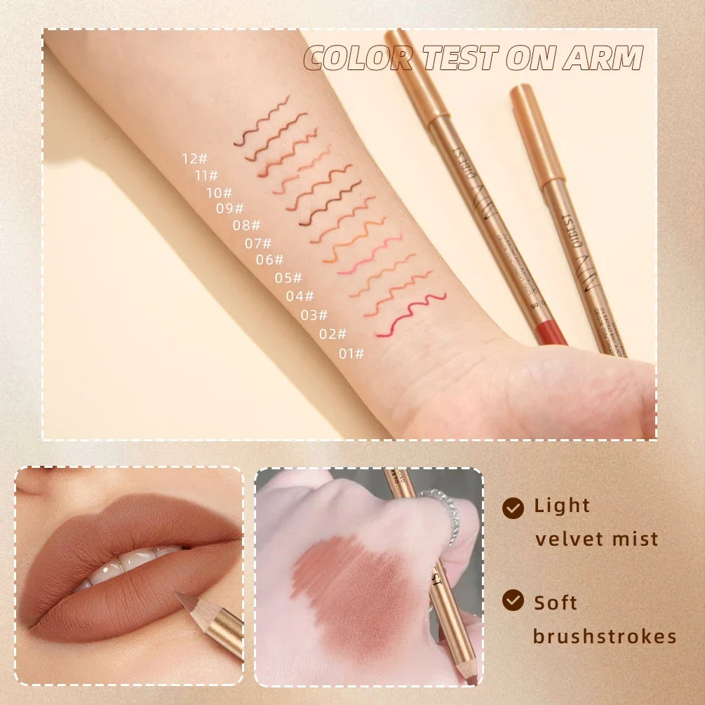 QiBest 12-Color Matte Waterproof Lip Liner Pencil Set