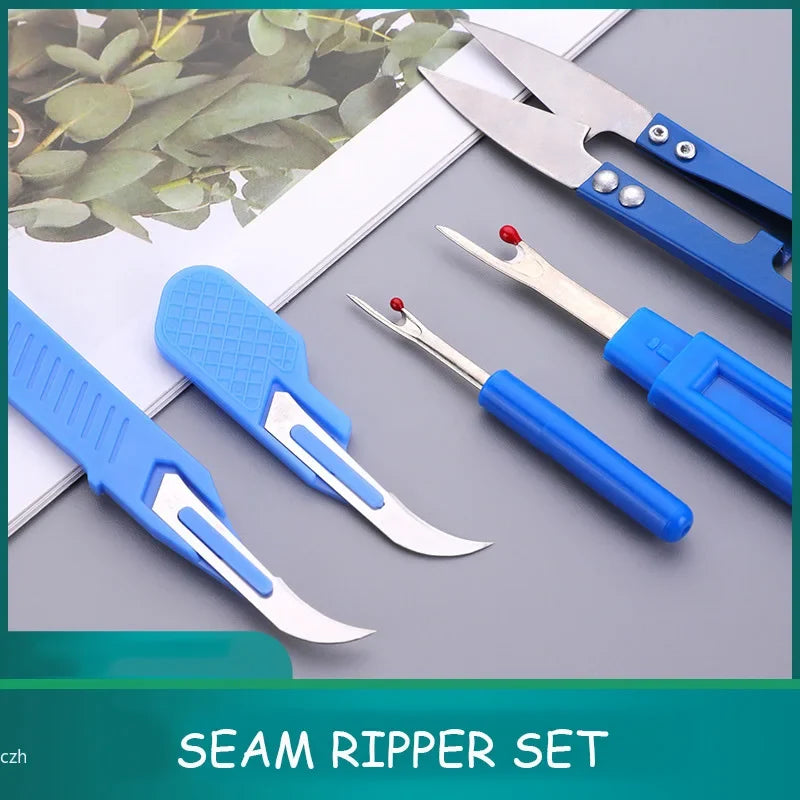 5-Piece Blue Seam Ripper & Sewing Kit | Thread Remover Set