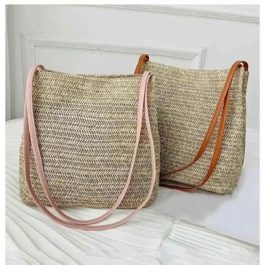 Bohemian Woven Rattan Straw Bag – Women's Crossbody Tote