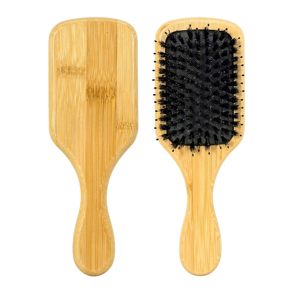 Bamboo Air Cushion Hair Brush – Natural Bristle Detangler