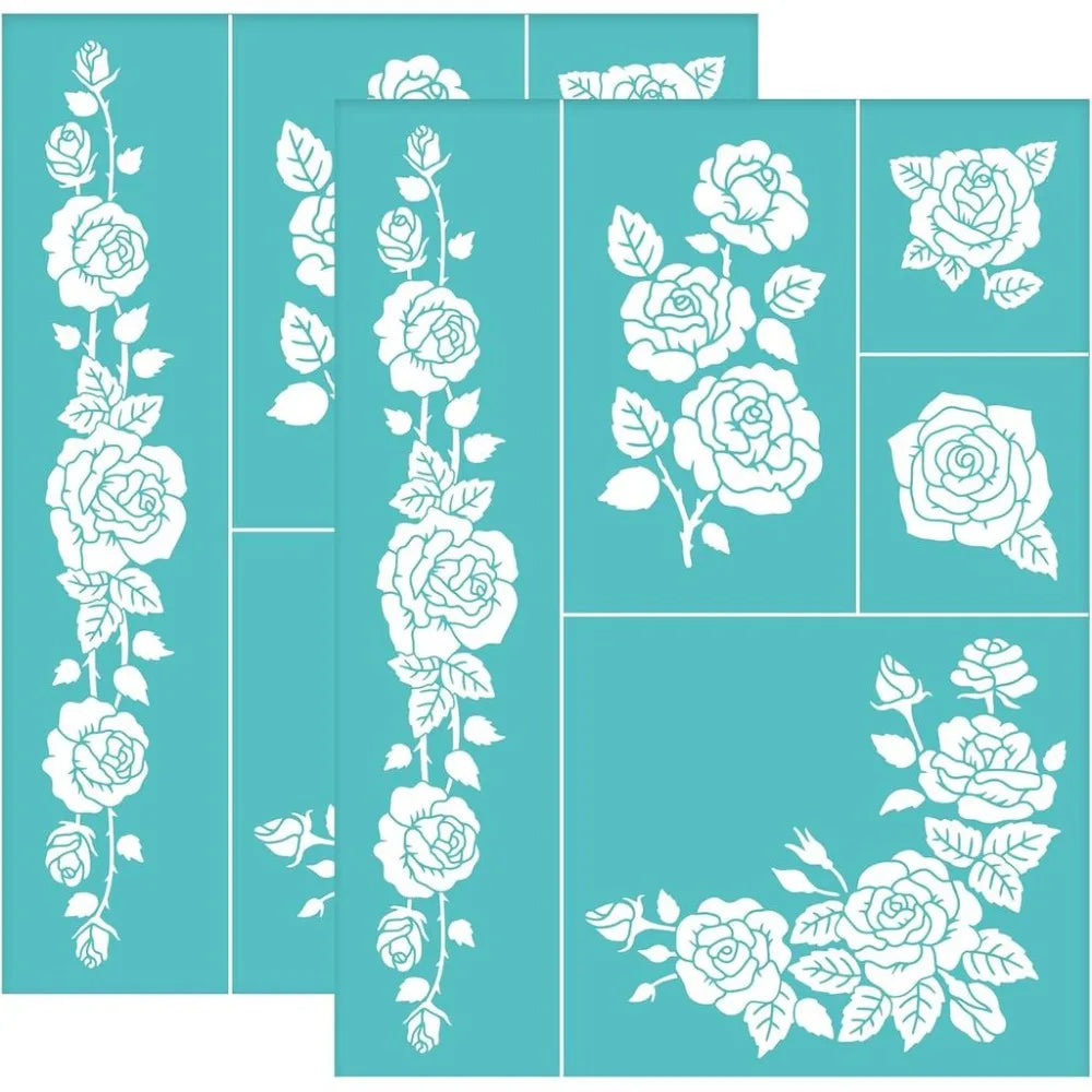 Rose Silk Screen Printing Stencils 2 Pcs – Reusable Mesh