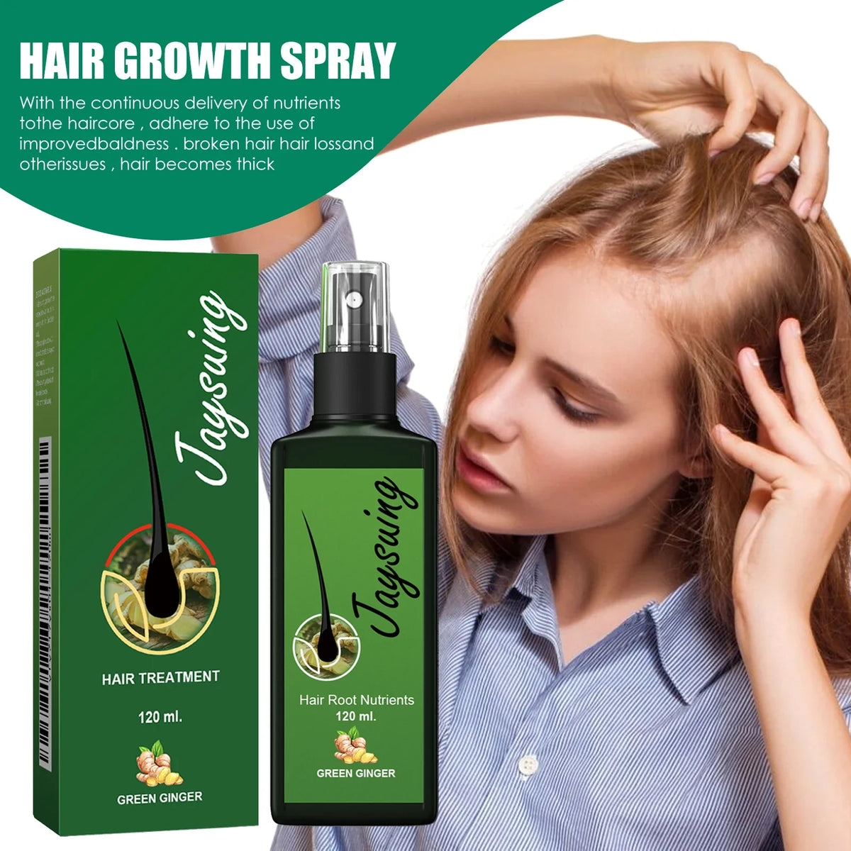 Ginger Hair Growth Spray – Anti-Baldness Scalp Treatment Serum