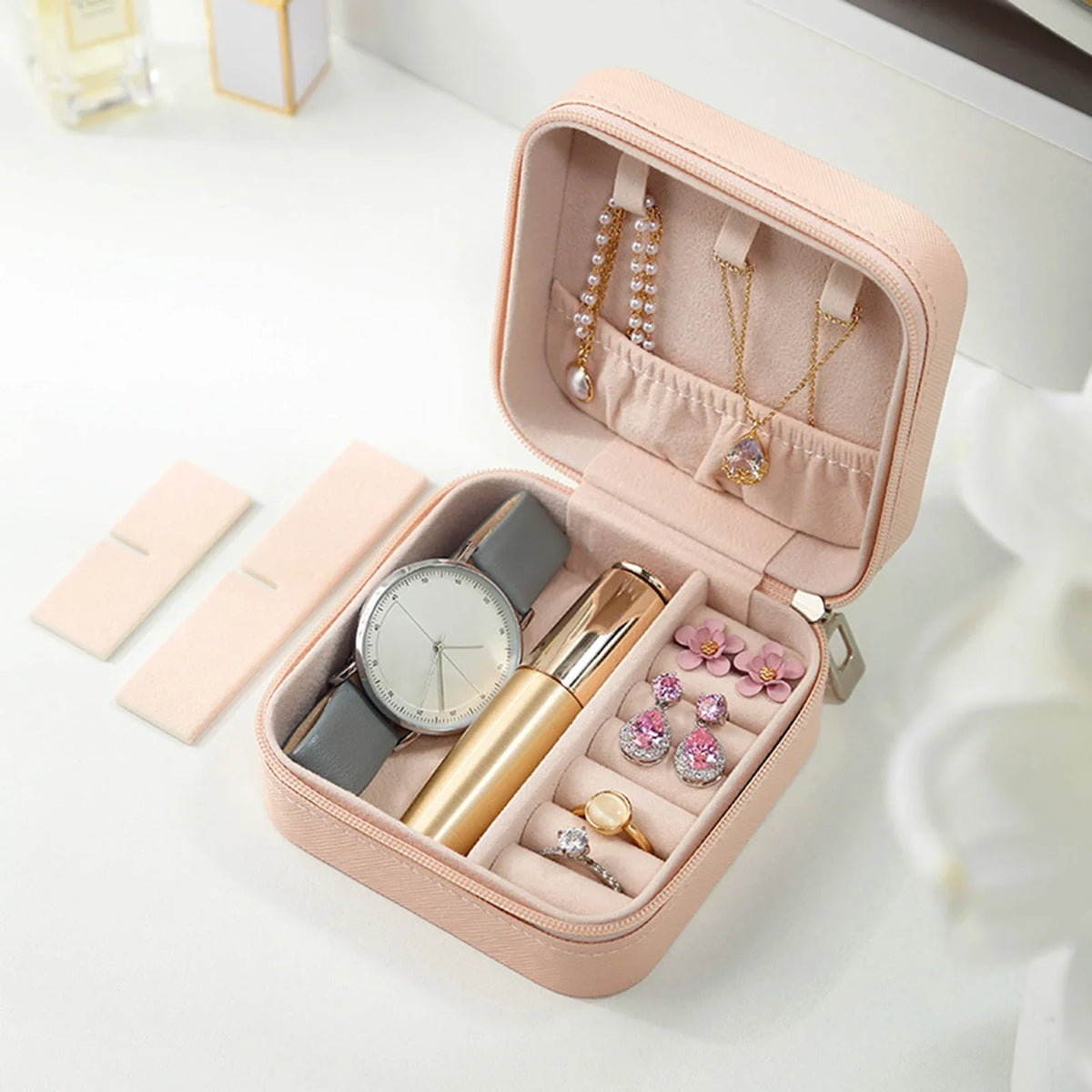 Mini Travel Jewelry Organizer Box – Earrings, Rings & Necklaces