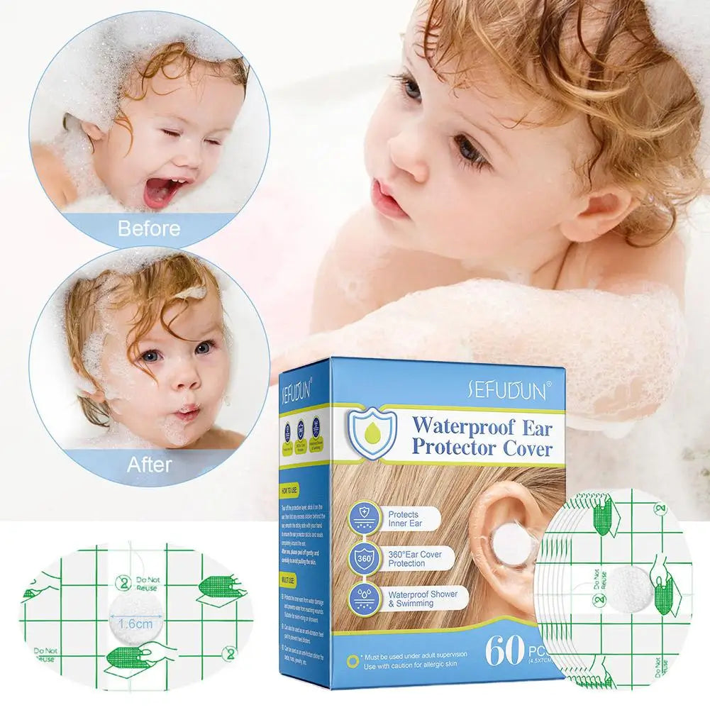 Disposable Waterproof Baby Ear Covers – 60 Pack Bath Earmuffs