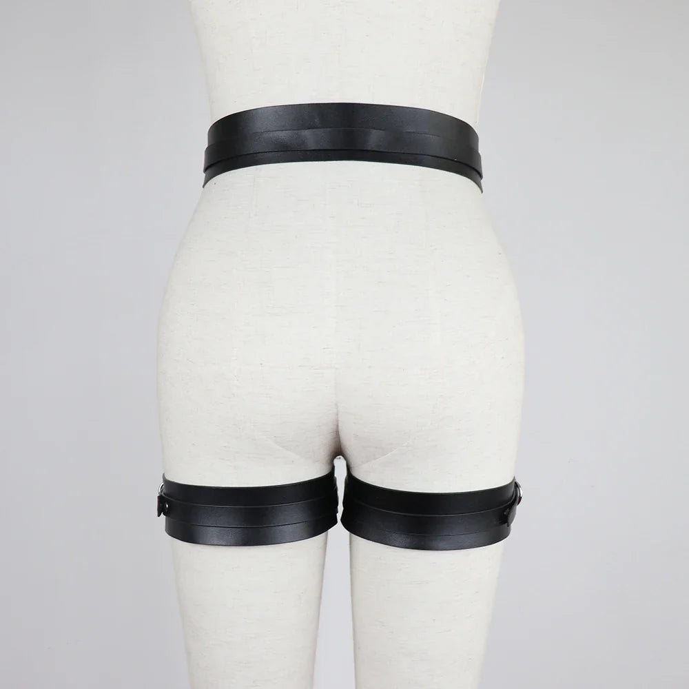 Sexy Woman Lingerie Goth Leather Garter Belt Punk Lower Body Harness