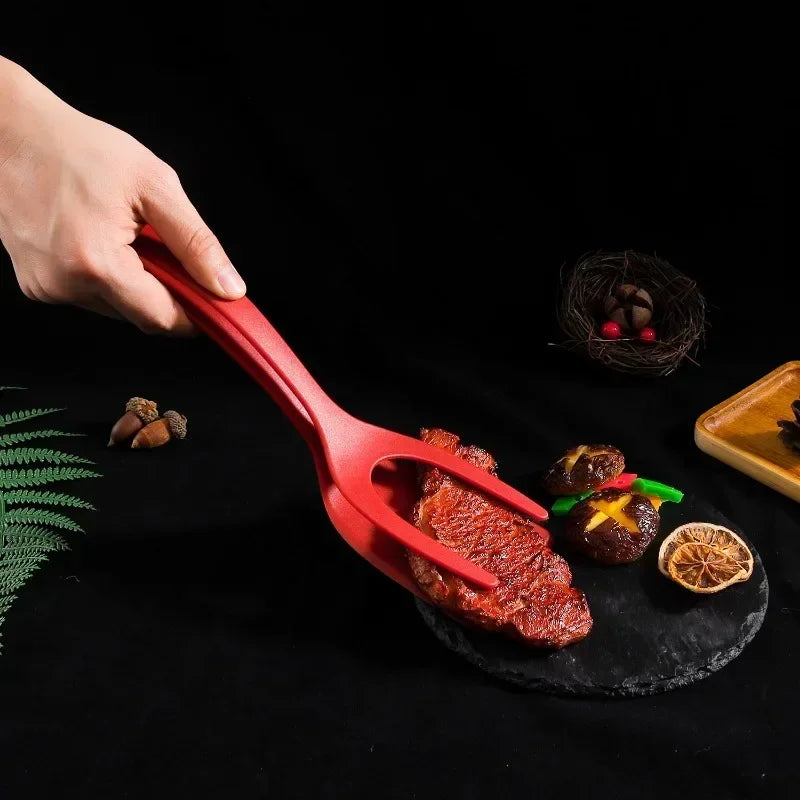1 Shovel Clip Silicone Grip Flip Tongs Egg Steak Spatula Clamp