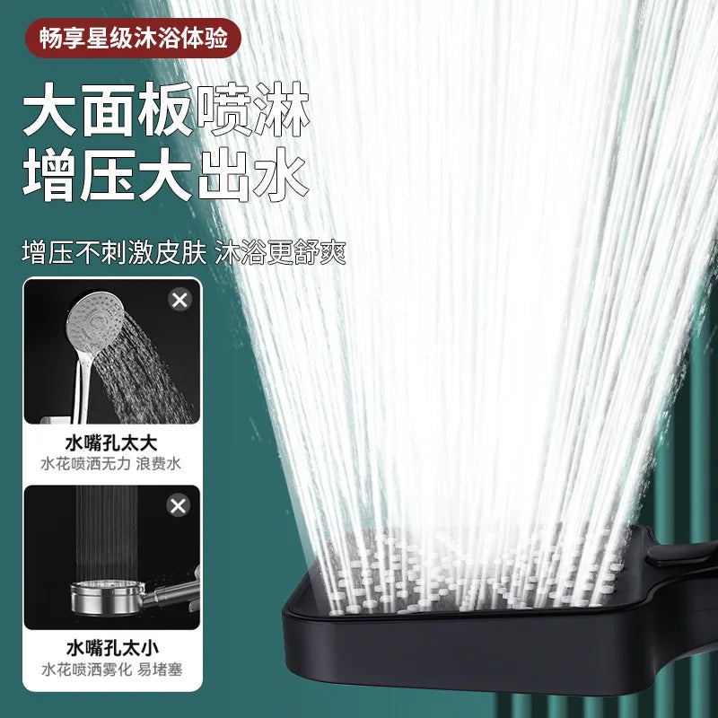 16CM High-Pressure Rainfall Shower Head | 3 Modes Water Saving
