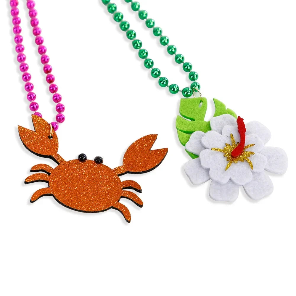 Summer Beach Party Necklace Tropical Charms Hawaiian Themed Mardi