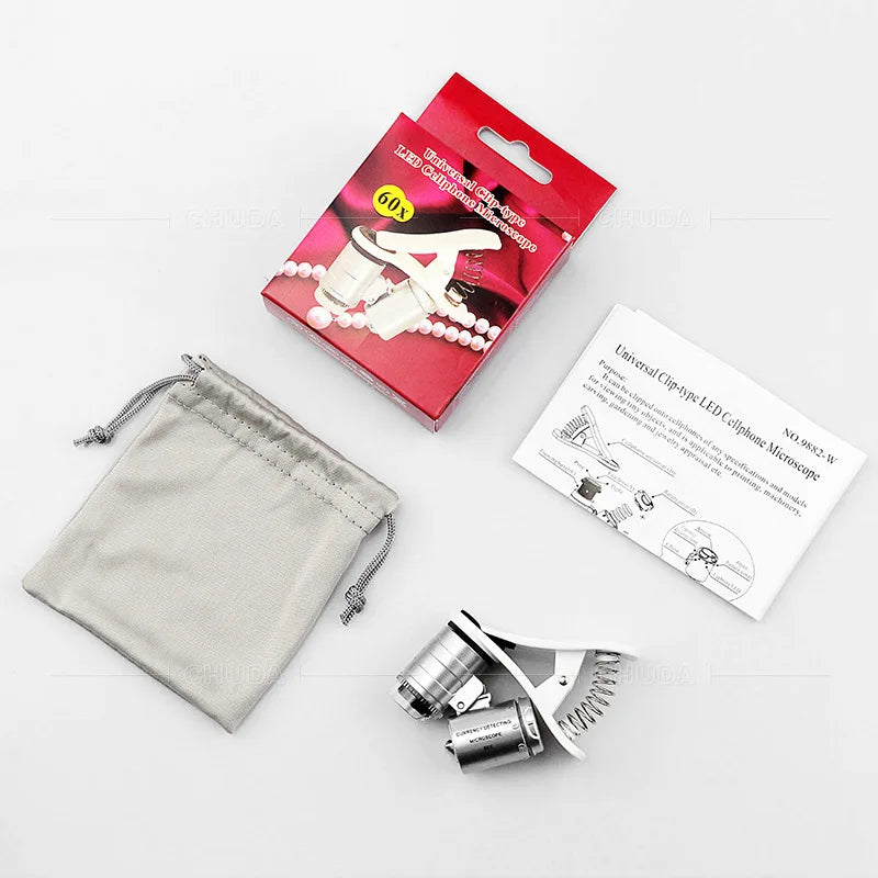 60X Clip-On Phone Microscope Magnifier for Coins & Currency