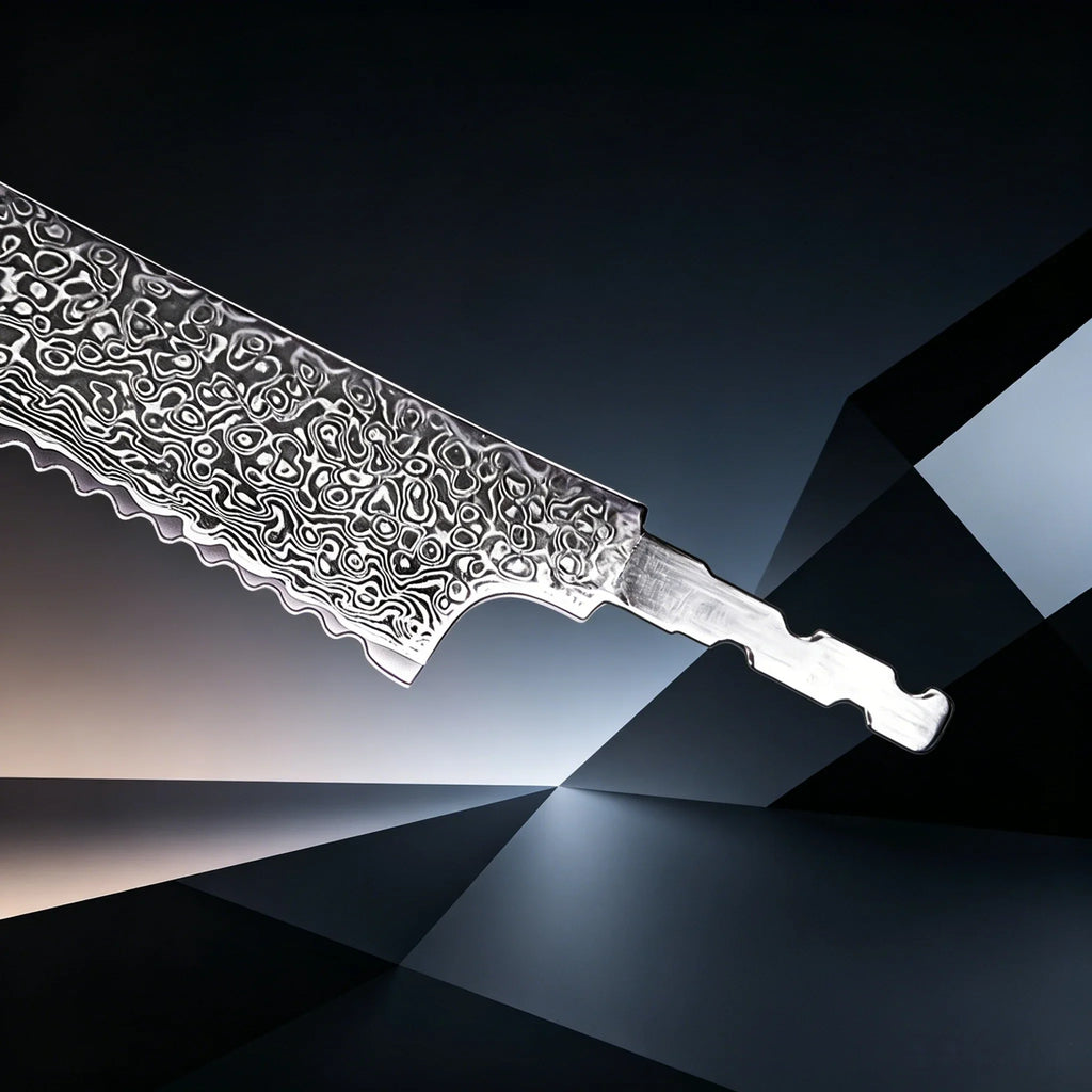 Damascus Steel Bread Knife Blank Blade – DIY Hand Forged