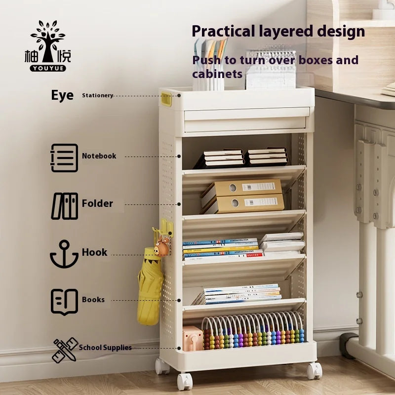 Rolling Bookshelf Cart with Wheels – Kids & Dorm Storage