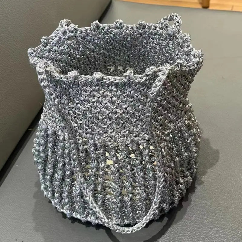 200M Silver Silk Yarn – Shiny Crochet & Knitting Thread Roll
